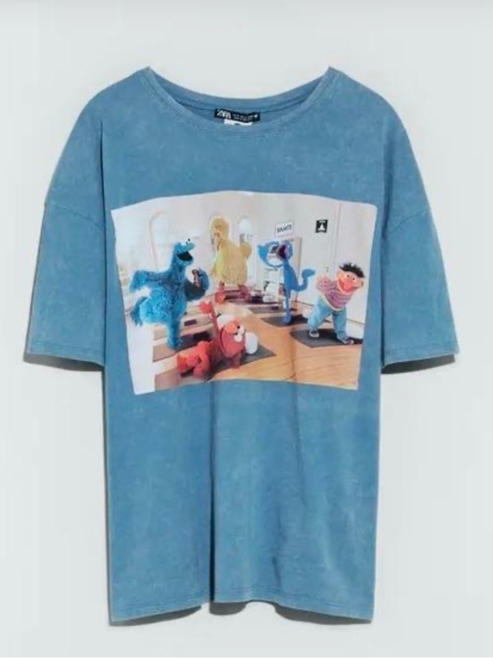 Zara Sesame Street Blue Graphic - Casual Cartoon Print
